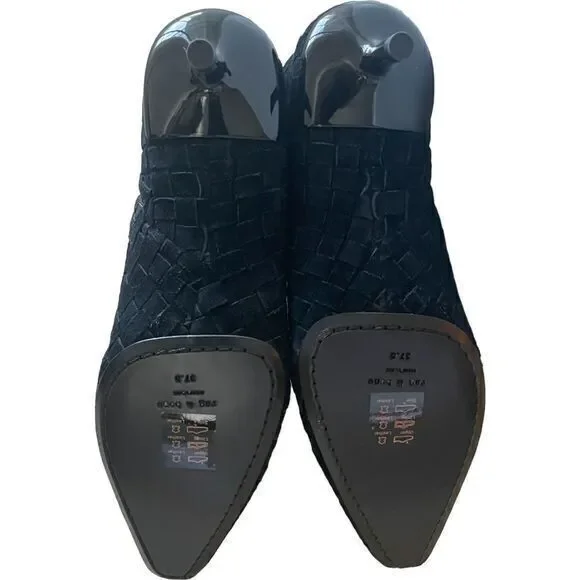 Rag + Bone Rio Revolve Woven Black Suede Leather Mid Boots Size 7.5 37.5 - Picture 10 of 11